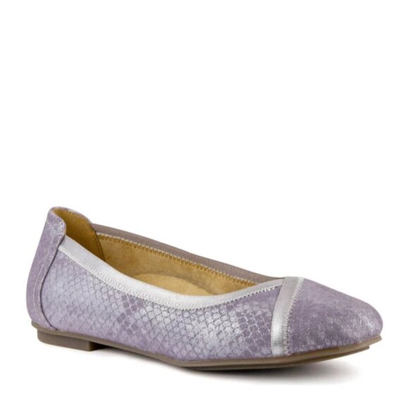 Vionic Caroll Ballet Flat Lavender Lilac Snakeskin Metallic Size 10 - Picture 3 of 9